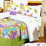 Green Purple Butterflies by Blancho Bedding