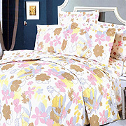 Pink Brown Flowers by Blancho Bedding